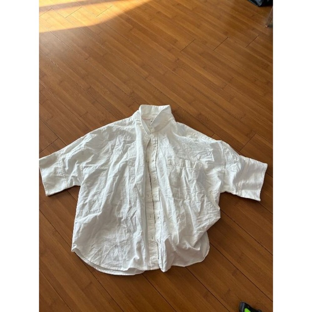 Maeve Boxy Women's White Short Sleeve Button Down Shirt XL